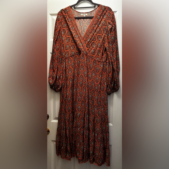 Max Studio Dusty Pink Floral Midi Dress With Faux Wrap Bodice - Picture 2 of 5